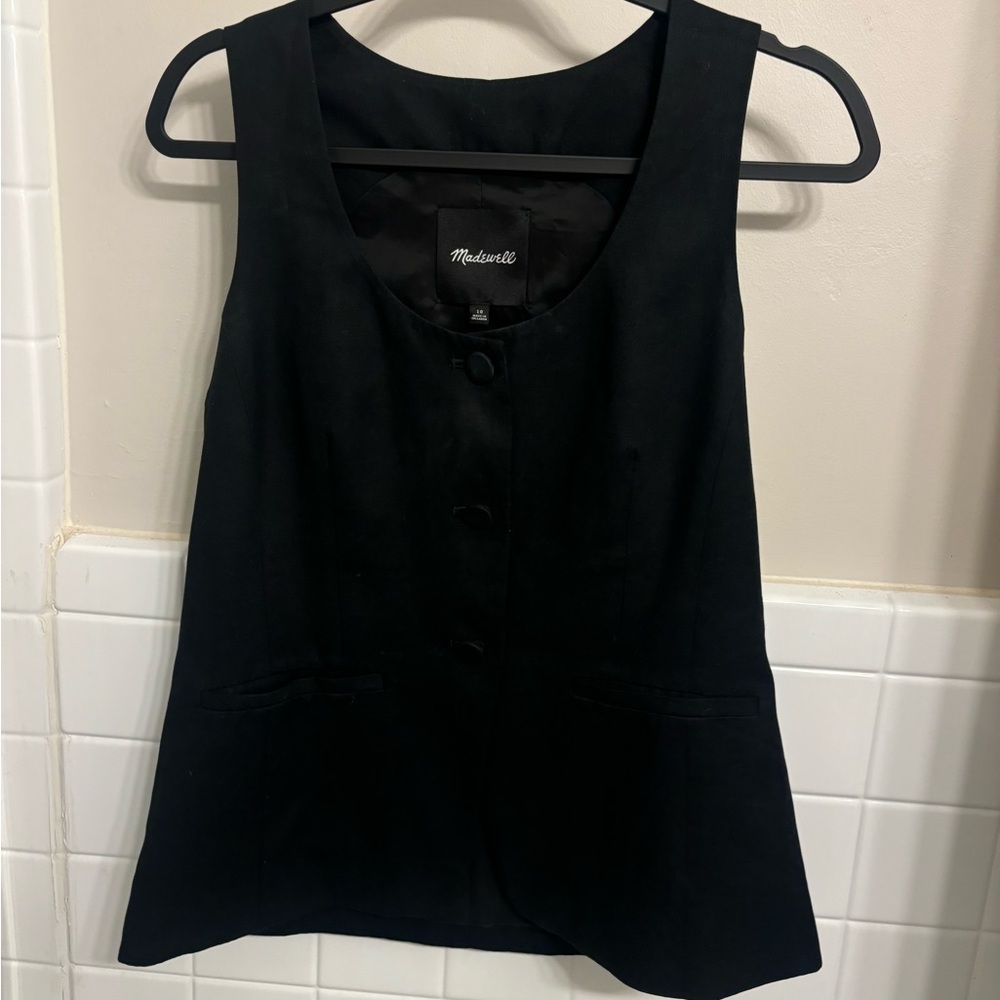 Madewell Scoopneck Cutaway Vest in Drapey Twill - Picture 4 of 5